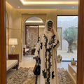 Ivory Noir Abaya | Premium Korean Nidha Open Abaya
