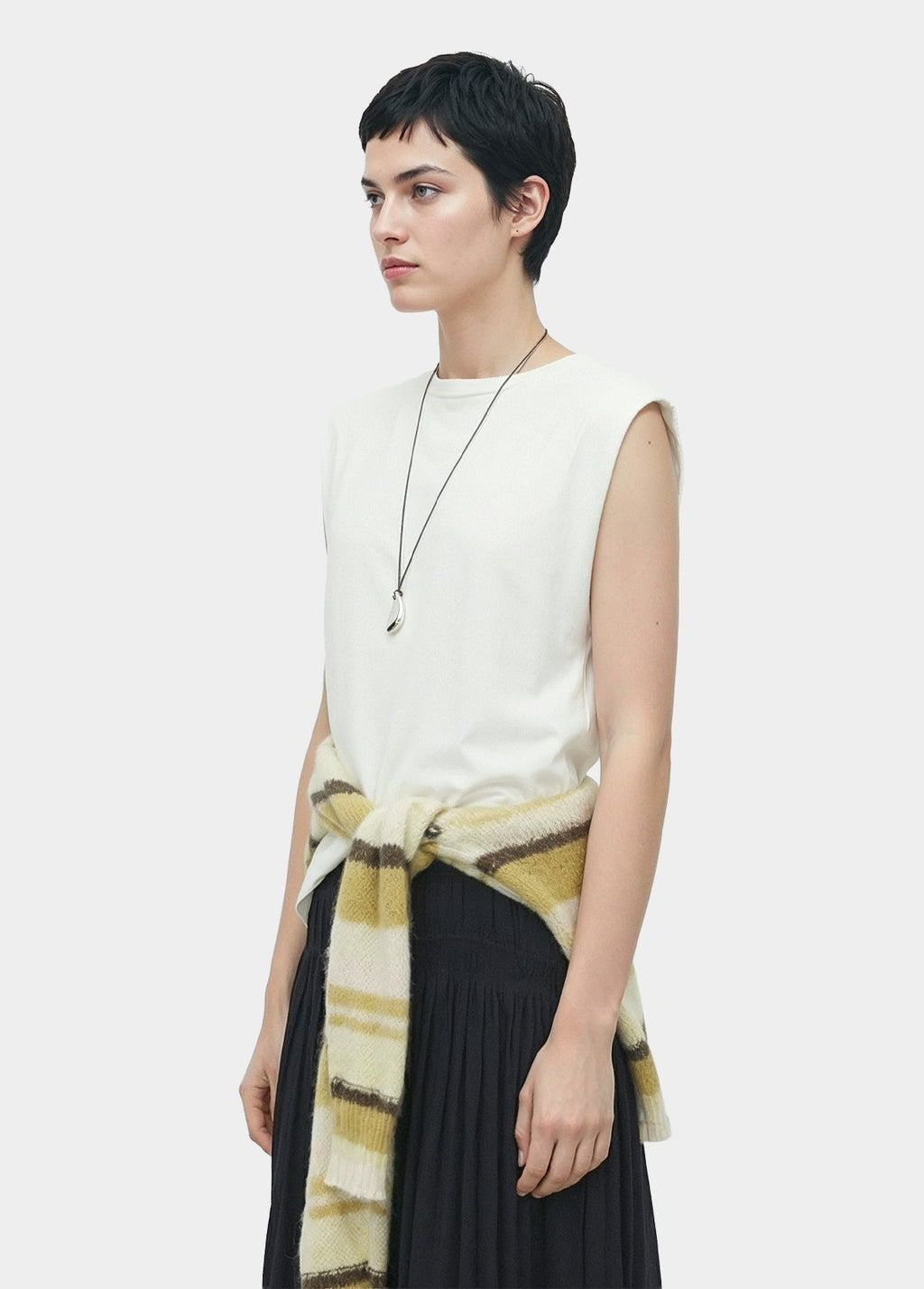 Padded Shoulder Tee Black
