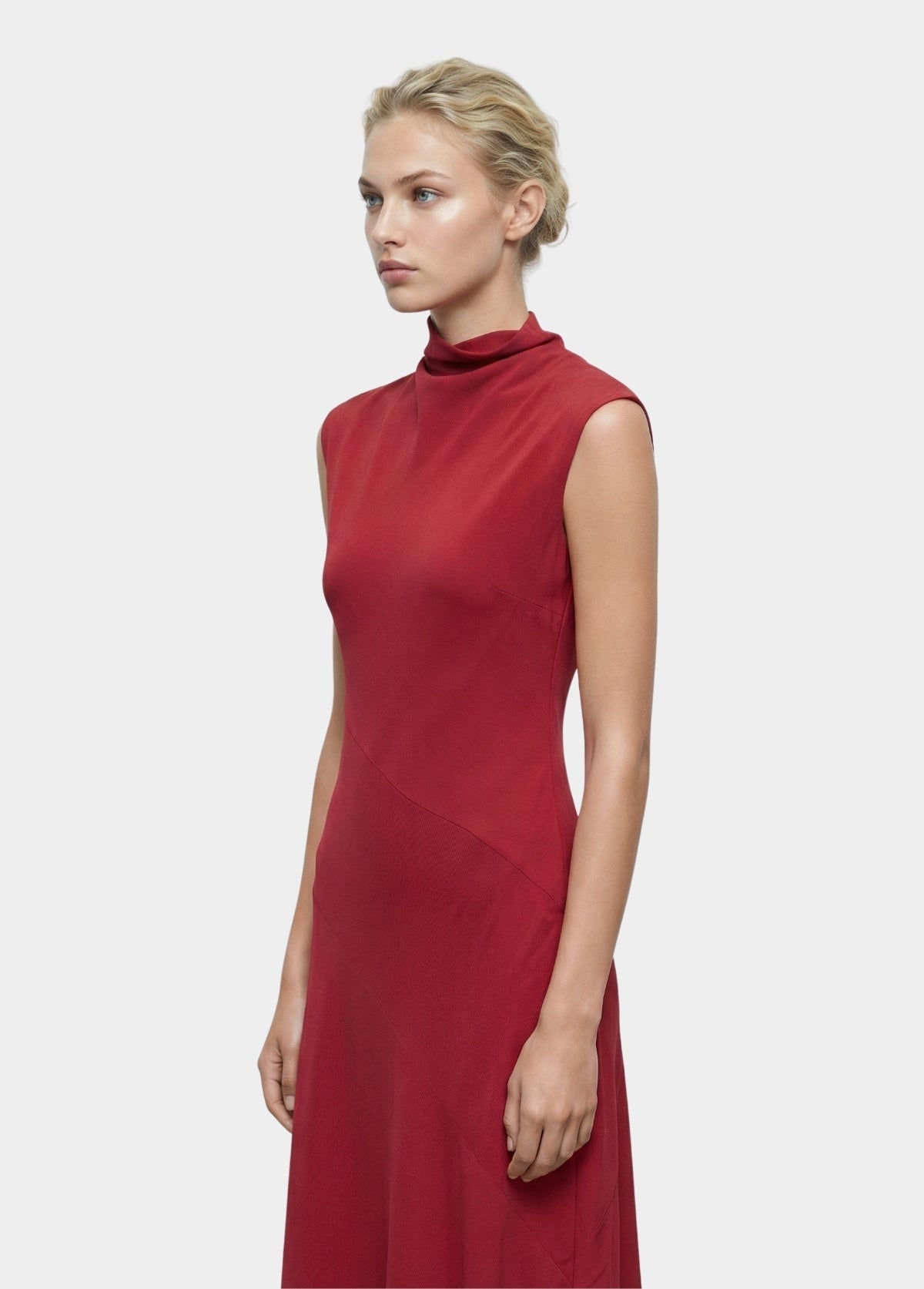 A-line Turtleneck Dress Black