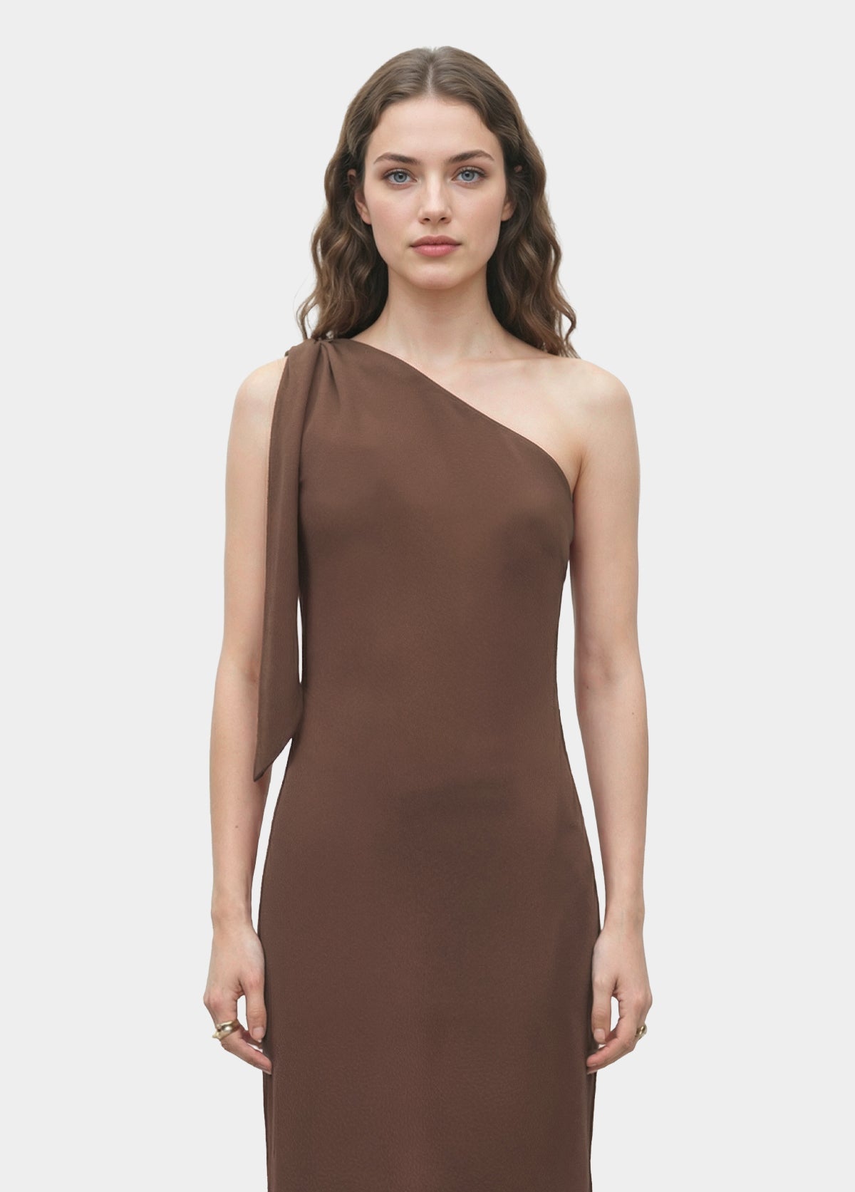 Asymmetric Strap Dress Warm Walnut