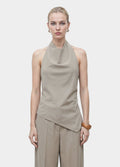 Asym Open-Back Top Taupe
